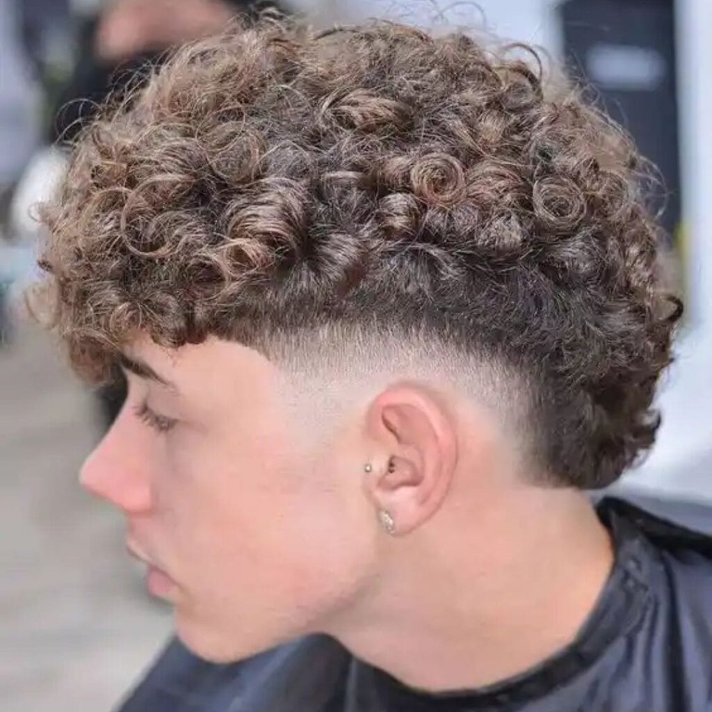 Curly Mullet Fade Haircut style